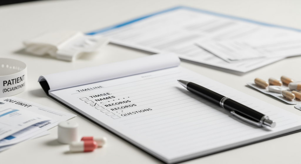 Featured image for Checklist: What to Write Down After a Serious Medical Event (Timeline, Names, Records, and Questions)